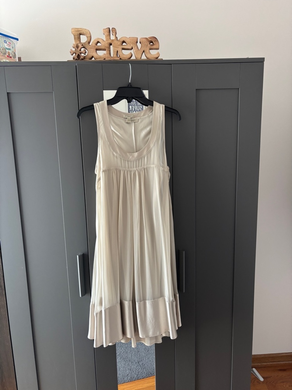Burberry London Ivory Silk Sleeveless Dress Size 10